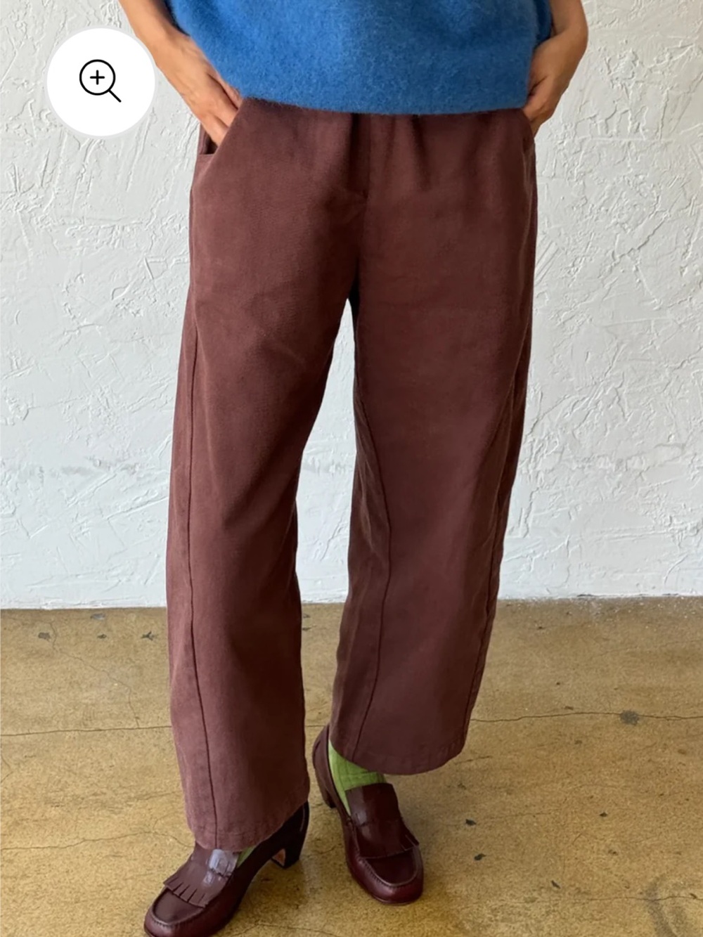 Le Bon Shoppe Arc Pants Cotton chocolate brown size M Made In Korea Barrel Leg - Picture 2 of 15